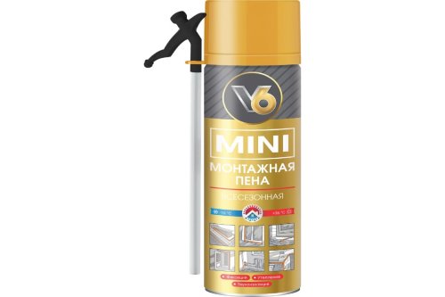 Пена монтажная бытовая V6 MINI всесезонная 360 гр фото Пена монтажная бытовая V6 MINI всесезонная 360 гр картинка